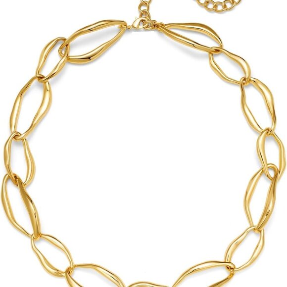 Jewelry - Gold Necklace Women Brass Chunky Link Chain Adjustable Jewelry Gift